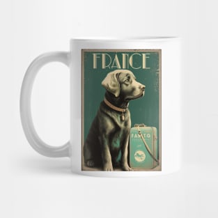 France Dog Vintage Travel Art Poster Mug